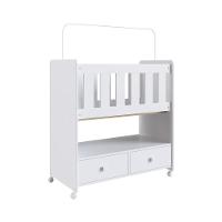Mini Berço Infantil Moisés Com Rodas, Gavetas E Grade Em Mdf 90cm Quarto De Bebê Branco - 2