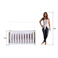 Berço Infantil Simples 133cm Com Colchão, Regulagem De Altura E Grade Mdf Nogal Com Branco - 5