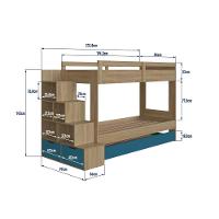 Cama Treliche Infantil Bicama Menino Menina 2,32m Com Escada, Nichos E Gavetas Aveiro Oak Com Azul - 6