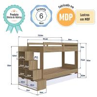 Cama Treliche Infantil Bicama Menino Menina 2,32m Com Escada, Nichos E Gavetas Aveiro Com Branco - 7