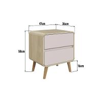 Kit Conjunto 02 Mesas De Cabeceira Canto Curvo Com 02 Gavetas E Pés Palito Retrô Carvalho Araguaia - 5