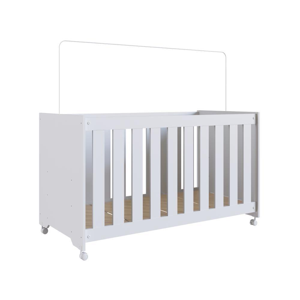 Berço Infantil Simples Com Rodas, Regulagem De Altura E Grade Mdf 133cm Branco - 2