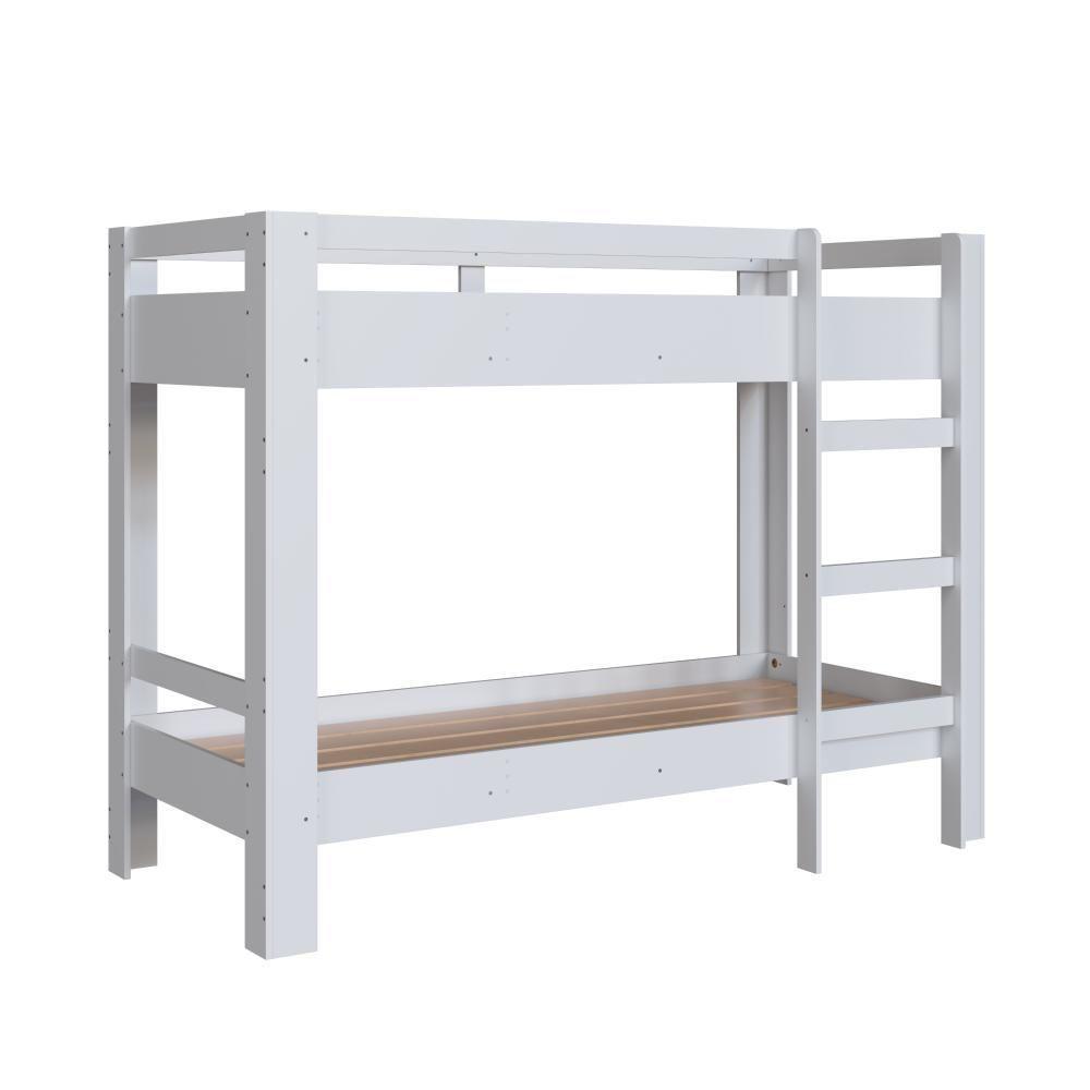 Cama Beliche Infantil Bicama Menino Menina Solteiro 1,96m Com Escada E Proteção Lateral Branca - 4