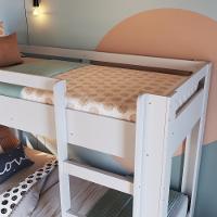 Cama Beliche Infantil Bicama Menino Menina Solteiro 1,96m Com Escada E Proteção Lateral Branca - 3