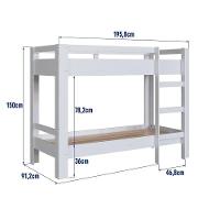 Cama Beliche Infantil Bicama Menino Menina Solteiro 1,96m Com Escada E Proteção Lateral Branca - 6