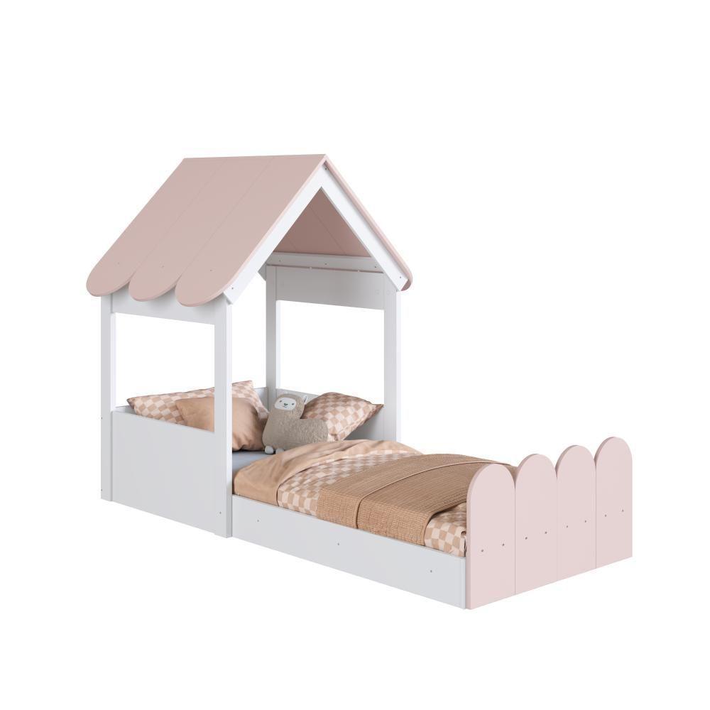 Cama Infantil Montessoriana Casinha Com Telhado Em Mdp Para Colchão 188x78cm Rosa - 4