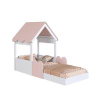 Cama Infantil Montessoriana Casinha Com Telhado Em Mdp Para Colchão 188x78cm Rosa - 3