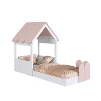 Cama Infantil Montessoriana Casinha Com Telhado Em Mdp Para Colchão 188x78cm Rosa - 5