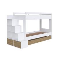 Cama Treliche Infantil Bicama Menino Menina 2,32m Com Escada, Nichos E Gavetas Branco Com Aveiro - 10