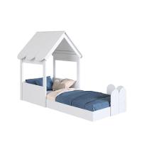 Cama Infantil Montessoriana Casinha Com Colchão E Telhado Em Mdp Branco