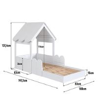 Cama Infantil Montessoriana Casinha Com Colchão E Telhado Em Mdp Branco - 5