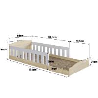 Cama Infantil De Chão Montessoriana De Solteiro Menino Menina Com Grade Proteção Carvalho Araguaia - 3