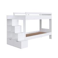 Cama Beliche Infantil Bicama Menino Menina 2,32m Com Escada, Nichos E Gavetas Branca