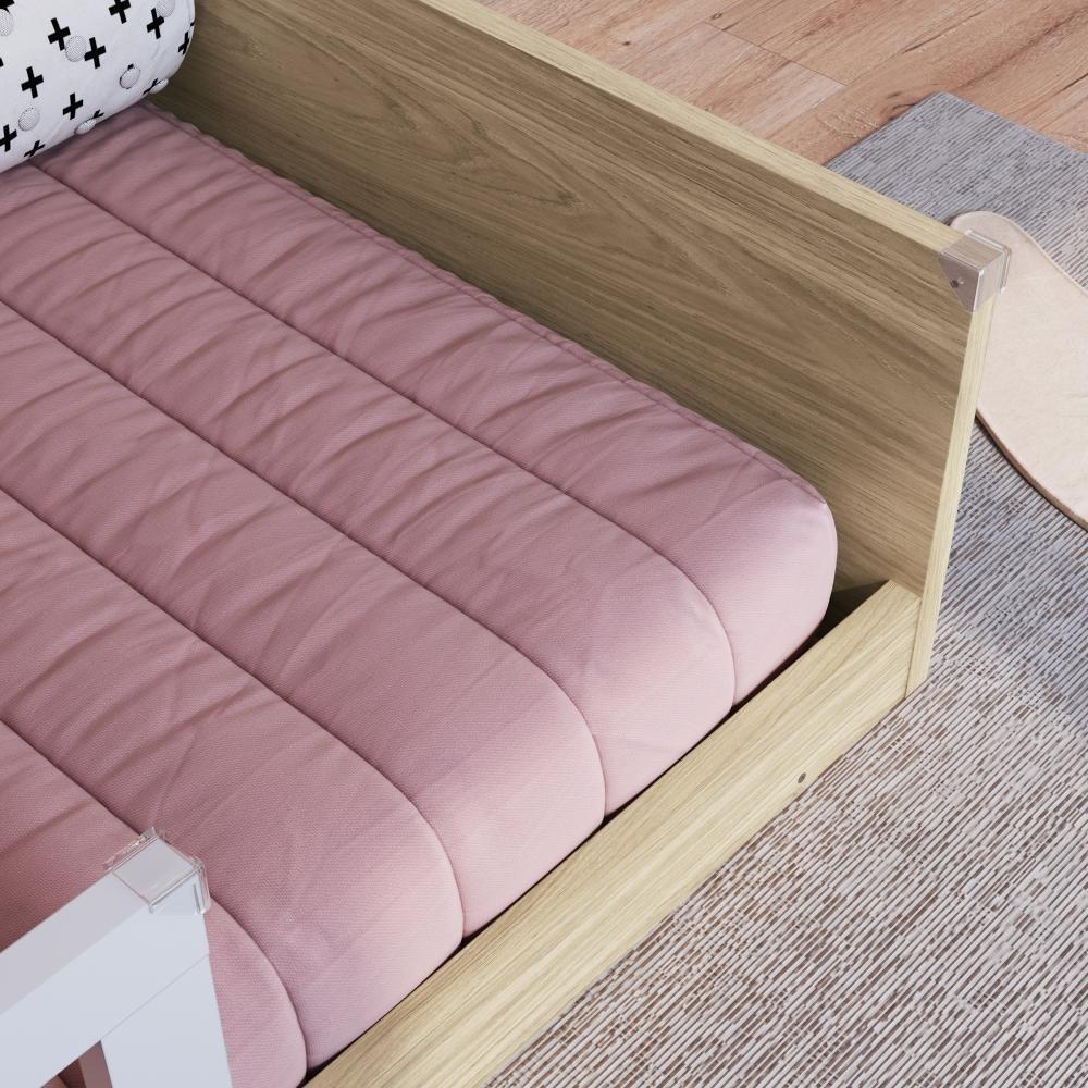 Cama Infantil De Chão Montessoriana Menino E Menina Solteiro 194cm Com Grade Proteção Aveiro Oak - 3