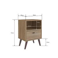 Kit 02 Mesa De Cabeceira Nicho 39cm Com Gaveta E Pés Palito Retrô Oak