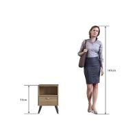 Kit 02 Mesa De Cabeceira Nicho 39cm Com Gaveta E Pés Palito Retrô Oak - 7