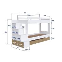 Cama Treliche Infantil Bicama Menino Menina 2,32m Com Escada, Nichos E Gavetas Branco Com Aveiro Oak - 6