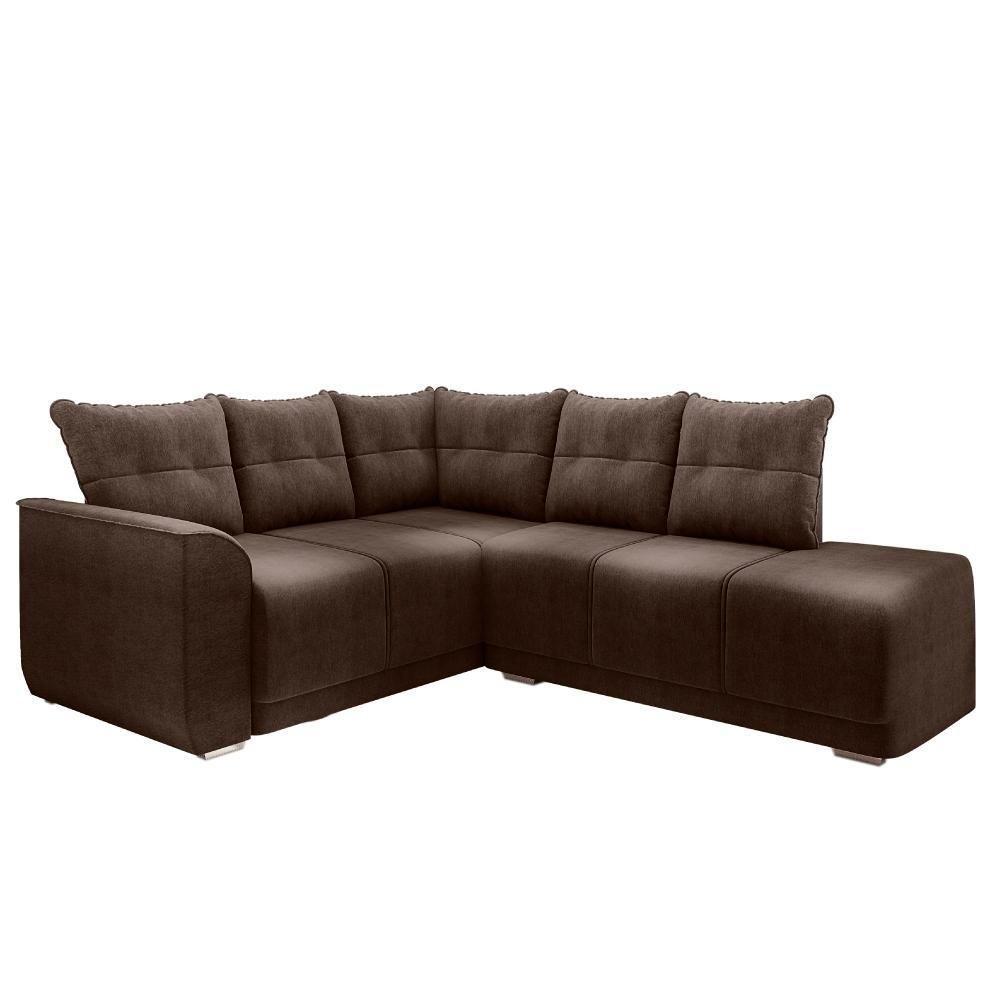 Sofá De Canto Marrocos Marrom Suede Liso Marrom - 1