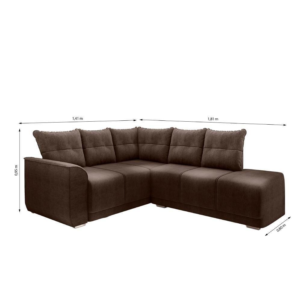 Sofá De Canto Marrocos Marrom Suede Liso Marrom - 4