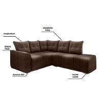 Sofá De Canto Marrocos Marrom Suede Liso Marrom - 2