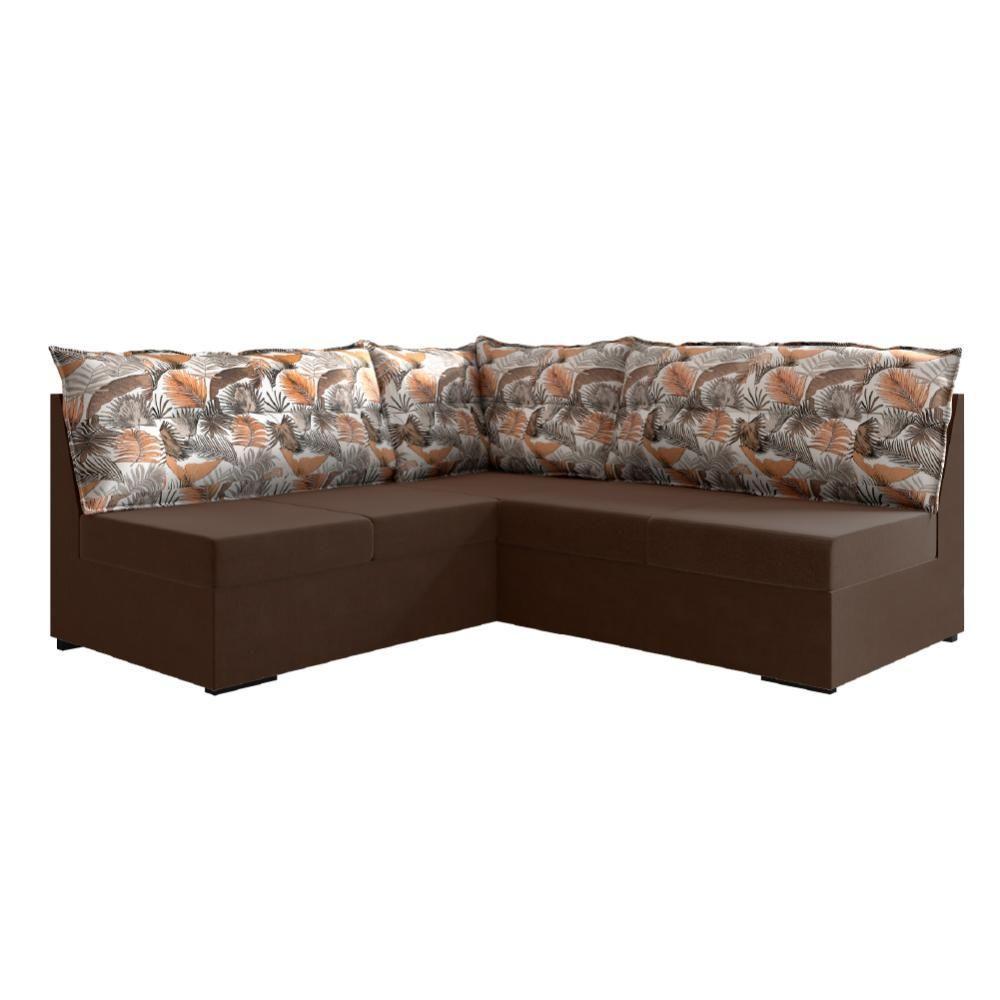 Sofá De Canto 5 Lugares Suede Marrom/Palmeira - 5