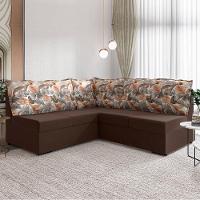 Sofá De Canto 5 Lugares Suede Marrom/Palmeira - 1