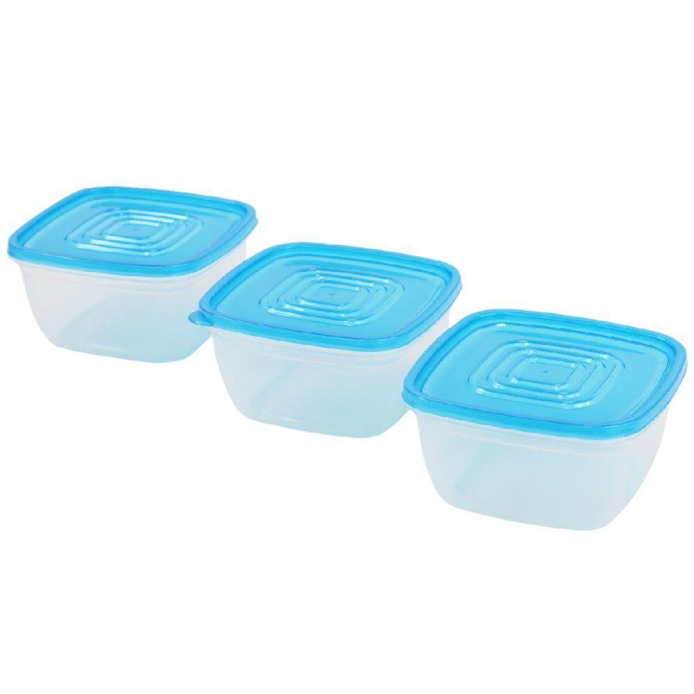 Conjunto De 3 Potes Plásticos Quadrados Com Tampa - 15x8 Cm Para Organização E Armazenamento - 1