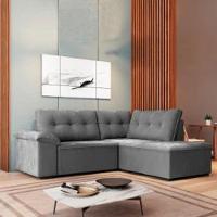 Sofá De Canto Retrátil 5 Lugares Tóquio Cinza Cinza - 1