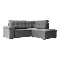 Sofá De Canto Retrátil 5 Lugares Tóquio Cinza Cinza