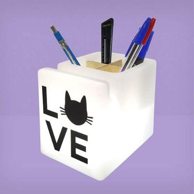 Suporte De Mesa Iluminado Para Organização De Acessórios Love Cat
