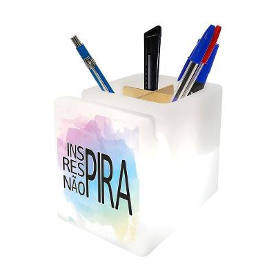 Suporte Iluminado Para Mesa - Organizador Moderno De Lápis E Celulares