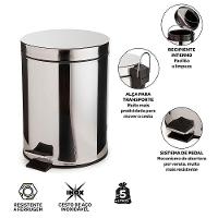 Lixeira Inox Pedal 5l ? Estilo E Praticidade Para Ambientes Compactos - 5