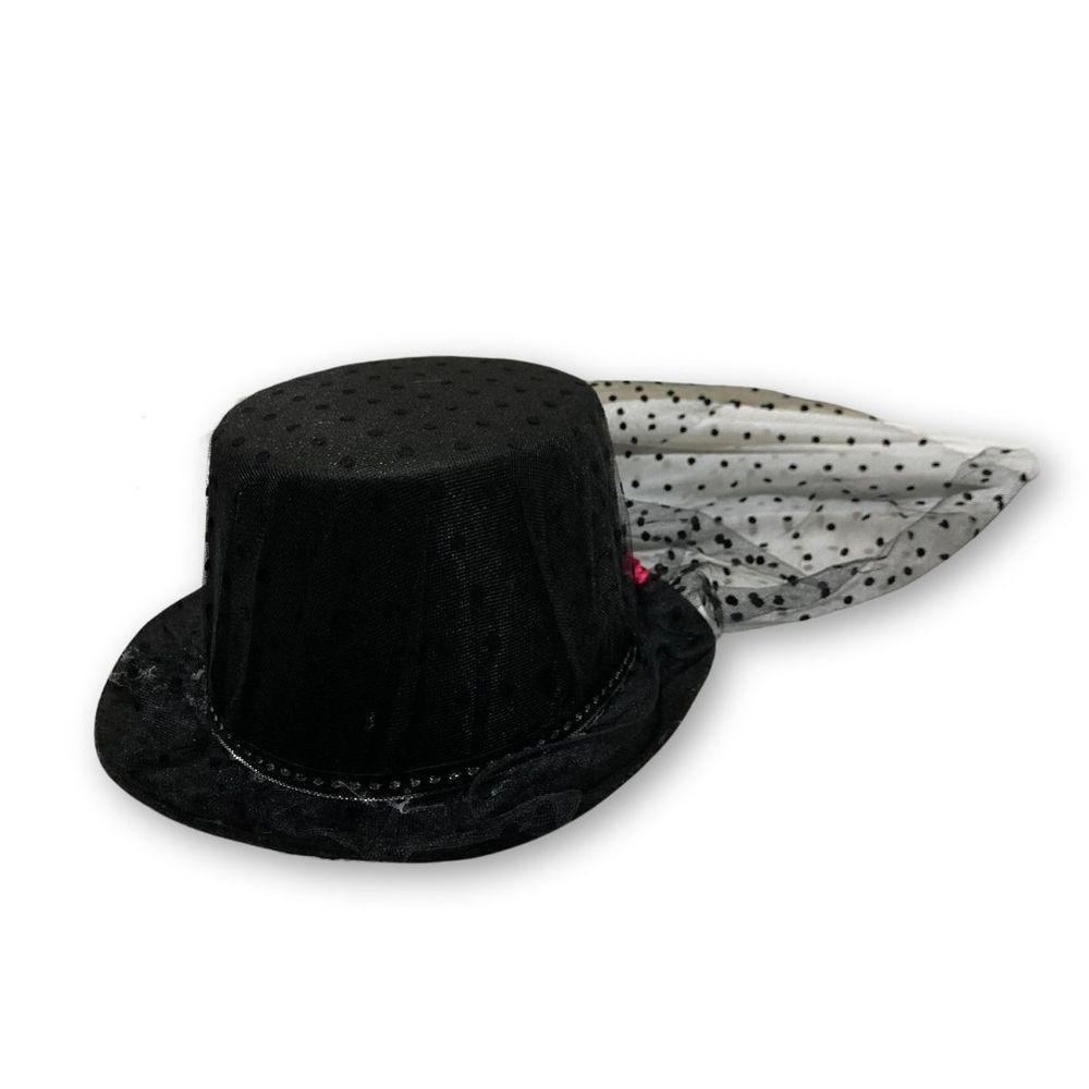 Cartola Preta Com Véu Caveira E Flores Para Fantasias - 7