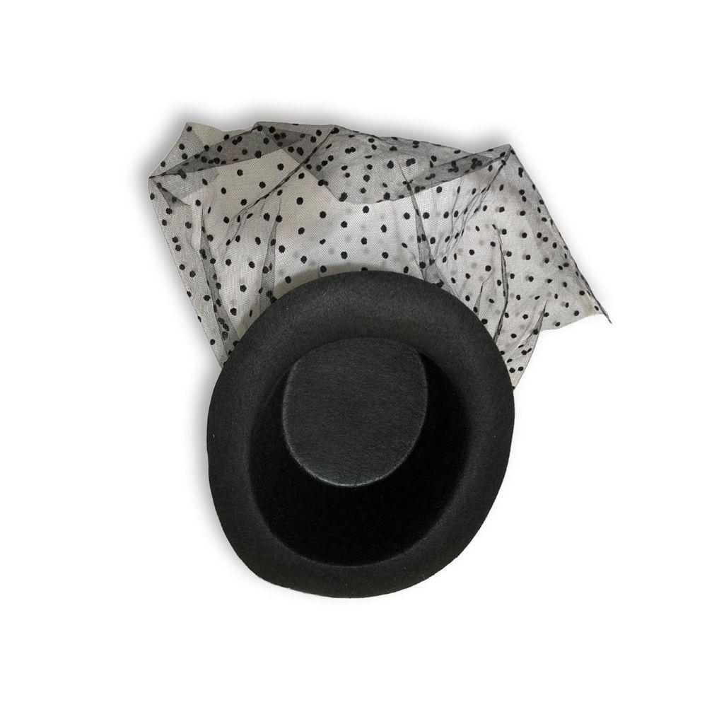 Cartola Preta Com Véu Caveira E Flores Para Fantasias - 10