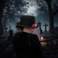 Cartola Preta Com Véu Caveira E Flores Para Fantasias