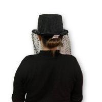 Cartola Preta Com Véu Caveira E Flores Para Fantasias - 9