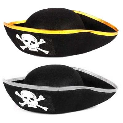 Chapéu De Pirata Com Borda Dourado Ou Prata
