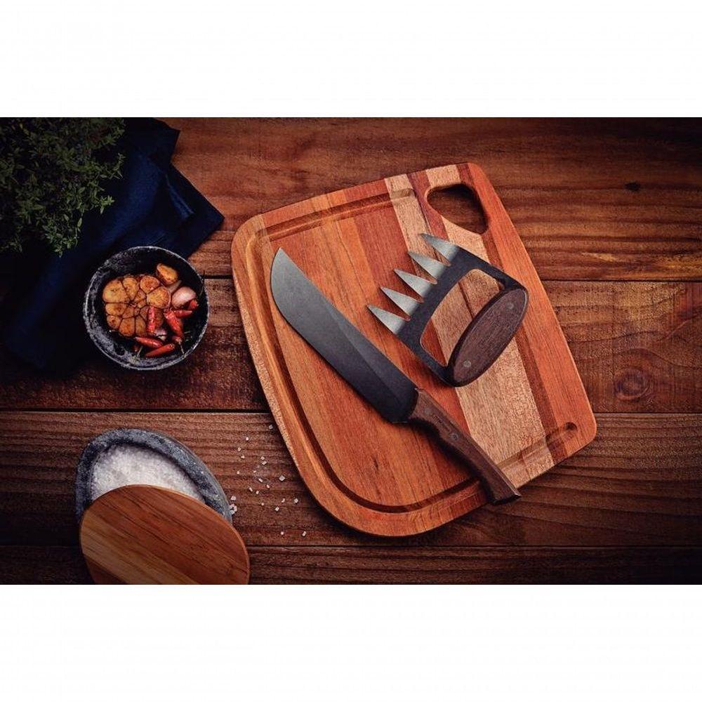 Jogo Para Churrasco Tramontina Churrasco Black Aço Inox Escurecido Com Cabos De Madeira E Tábua 3 Peças - 2