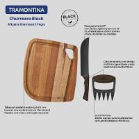 Jogo Para Churrasco Tramontina Churrasco Black Aço Inox Escurecido Com Cabos De Madeira E Tábua 3 Peças - 3