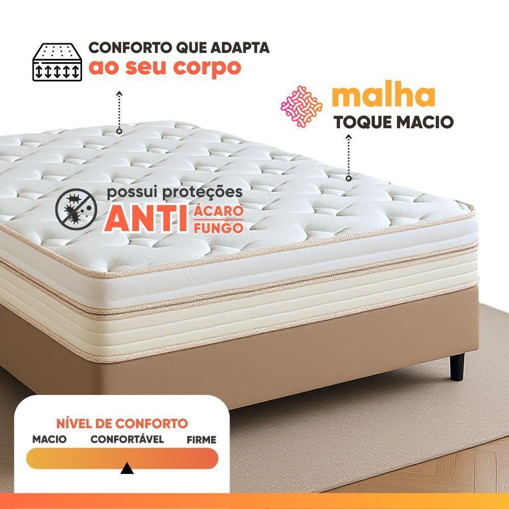 Colchão Casal Molas Ensacadas Memphis 193x203x32cm Branco - 4