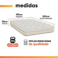Colchão Casal Molas Ensacadas Memphis 193x203x32cm Branco - 2