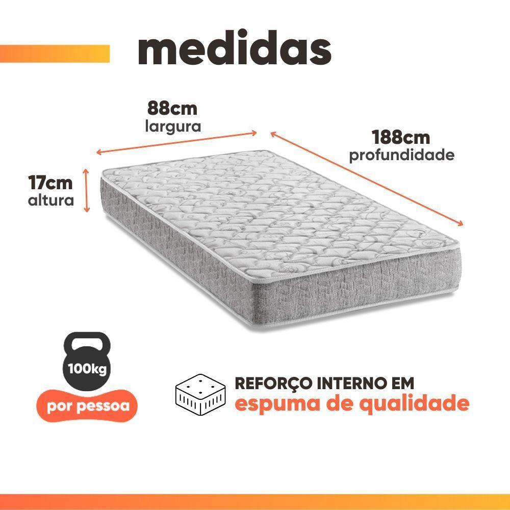Colchão Solteiro Espuma D33 Inducol Soft 88x188x17cm Cbp Cinza - 2