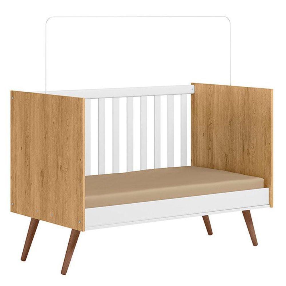 Berço Americano Q Encanto 3820 Retrô Freijó Toq Branco Acetinado Com Colchão Tend Tudo – Qmovi - 3