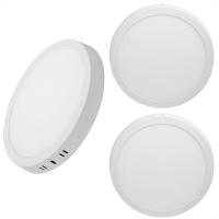 Kit 3 Painel De Led Redondo Sobrepor 12w Bivolt Taschibra 6500k Frio - 1