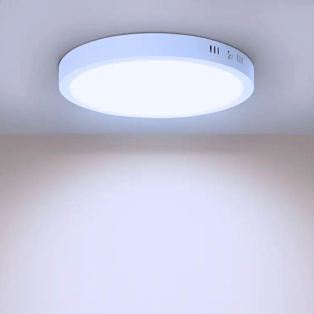 Kit 2 Painel De Led Redondo Sobrepor 12w Bivolt Taschibra 6500k Frio - 3