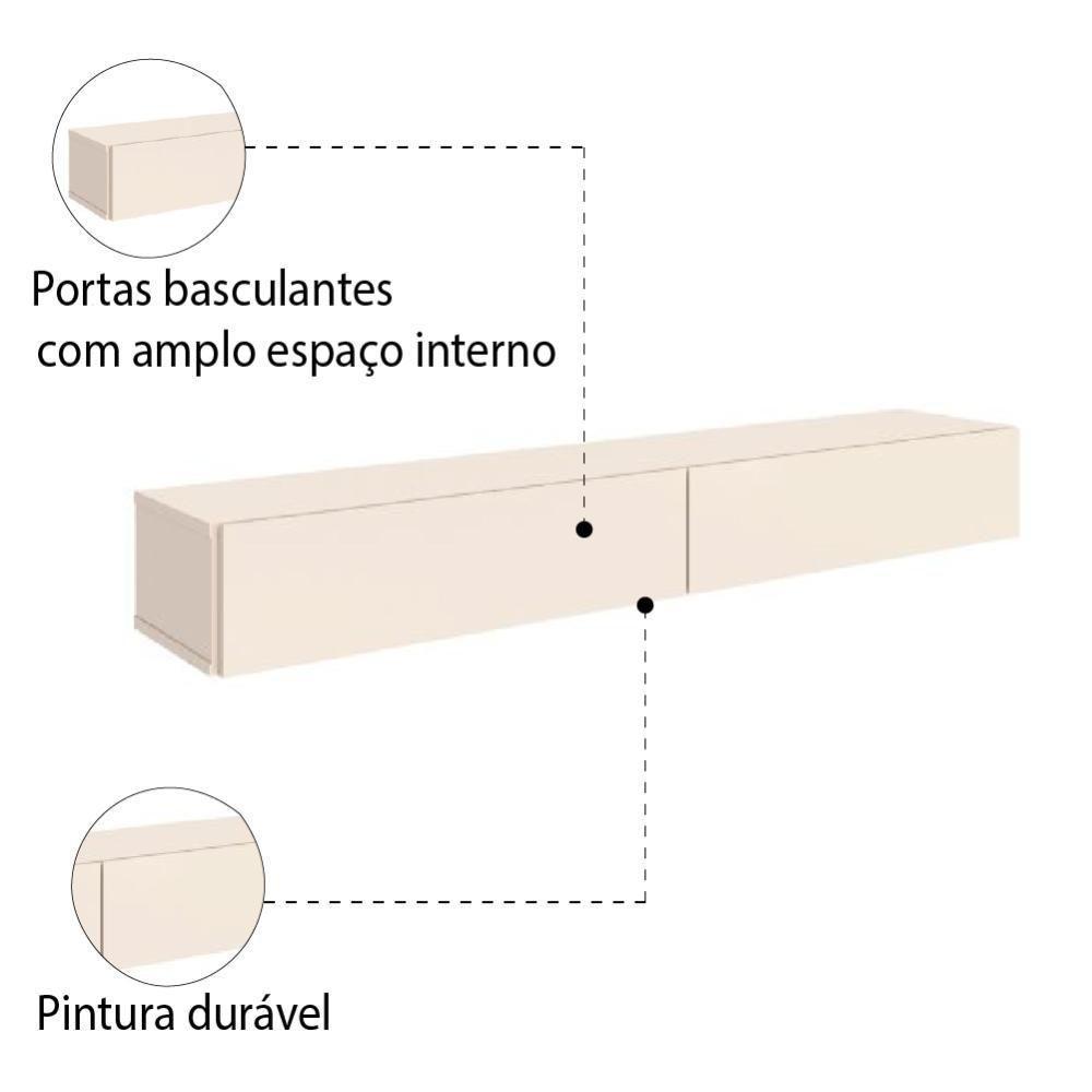 Rack Suspenso Para Painel Ou Tv Até 55 Polegadas 2 Portas 1,10m Off White Edn Off White - 3