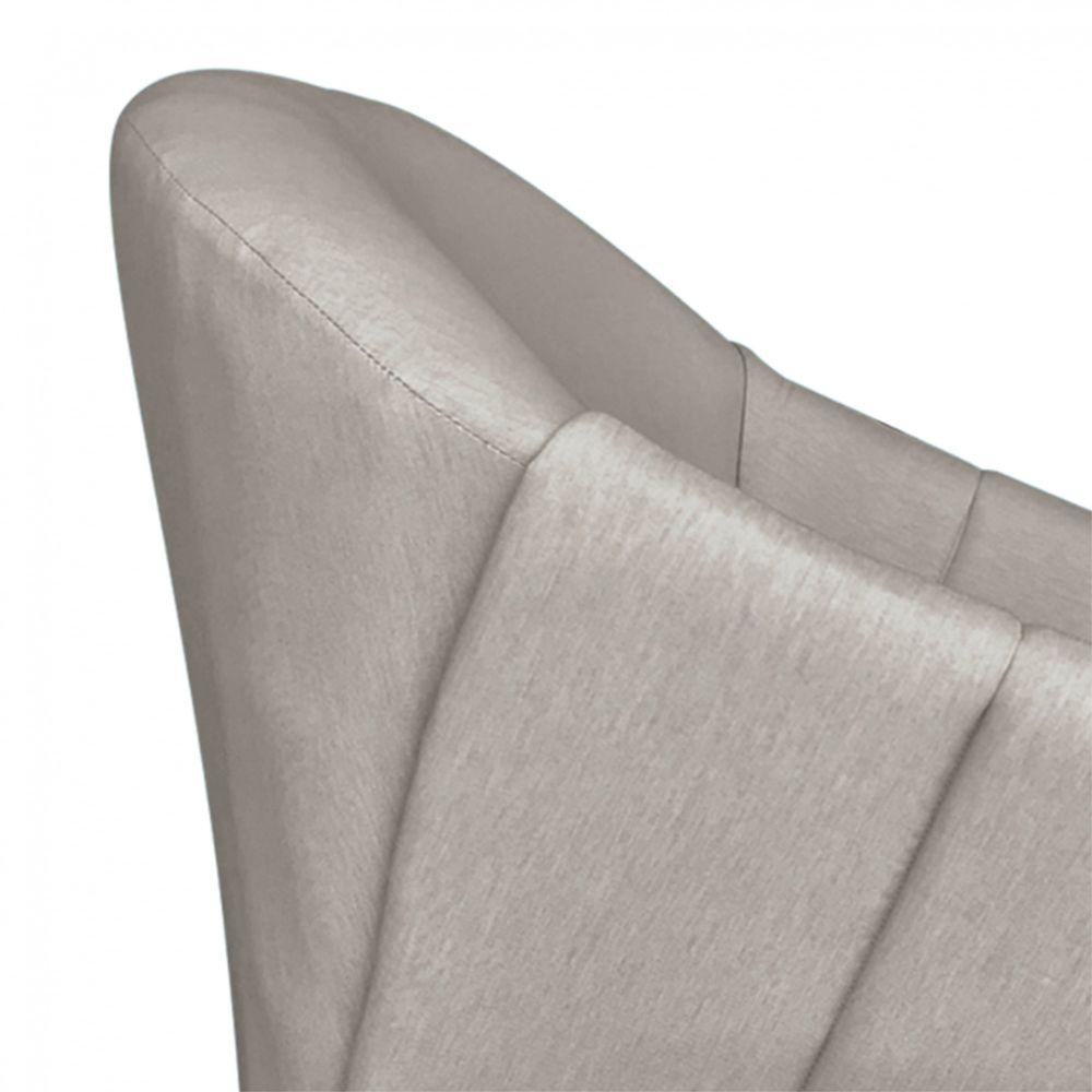 Poltrona Giratória Giovana Linho Bege A27 Base Madeira D´rossi - 8