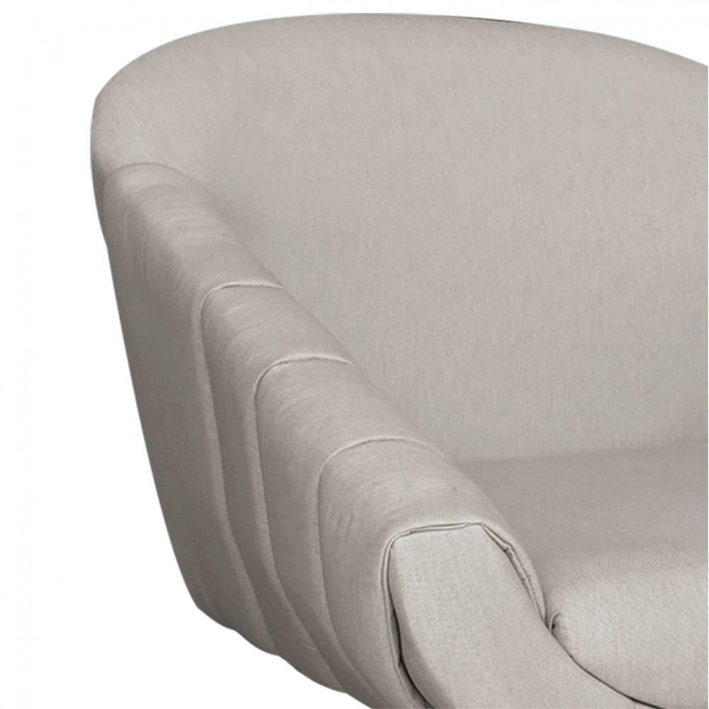 Poltrona Giratória Giovana Linho Bege A27 Base Madeira D´rossi - 10