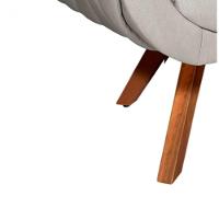 Poltrona Giratória Giovana Linho Bege A27 Base Madeira D´rossi - 6