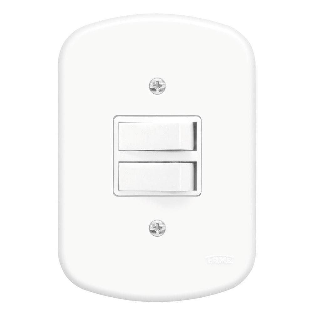 2 Interruptores Simples 10a 250 Volts Blanc - 0627 - Fame Interrup.c-2teclas Simpl.c-plac.4x2 Sb F 627. Fame - 1